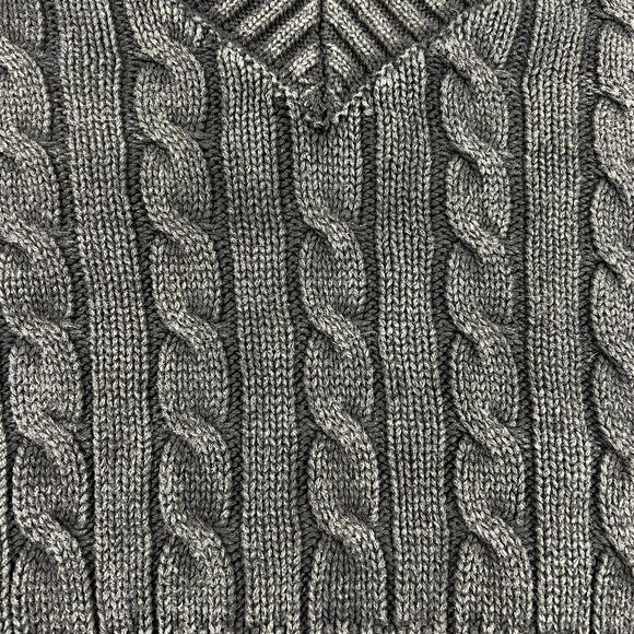 Madden NYC Washed Black Cropped Cable Knit V-Neck Long Sleeved Sweater Size M - Picture 5 of 9